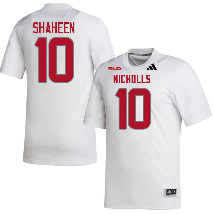 Nicholls Colonels #10 Hayden Shaheen College Football Jerseys,Uniforms Stitched-White